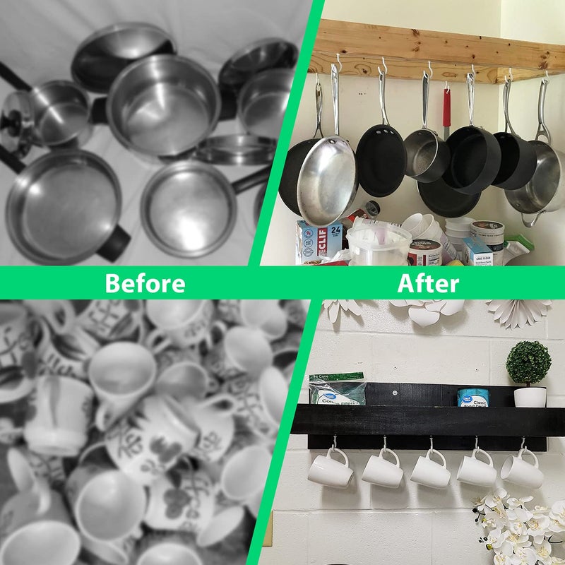 Etoolia 12 Pcs Ceiling Hooks for Hanging Plants  Cups  Utensils and Christmas String Lights  1-1/4 inch Vinyl Coated Screw-in Plant and Cup Hooks for Wooden and Drywall with Anchors - White - Image 5